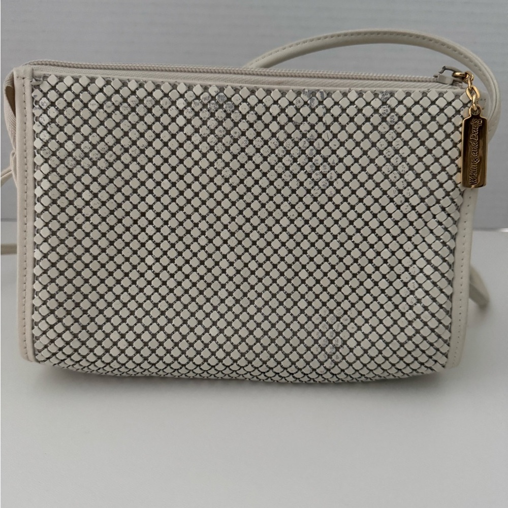 Whiting & Davis Vintage Cream Mesh Crossbody / Clutch purse